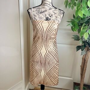 Rue21 Strappy Sequin Square Neck Cocktail Dress Gold Sz L